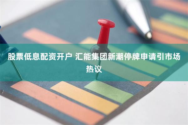 股票低息配资开户 汇能集团新潮停牌申请引市场热议